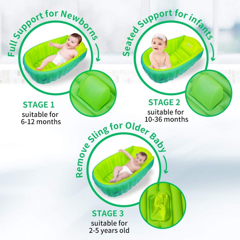 Relaxing Baby | Inflatable Baby Bathtub,Newborn Bathtub Seat for Infant,Non-Slip Baby Pool for Sitting up,Foldable Toddler Tub Shower,Portable Travel Bath for Kids 0-6 Year - Image 4